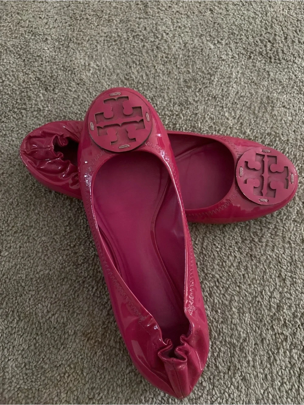 Women's Tory Burch Pink Patent Leather Ballet Flats